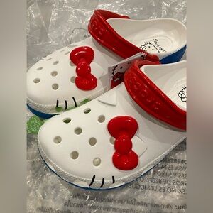 CROCS Hello Kitty Red and White Slippers Clogs Mules Sandals Size Women 11